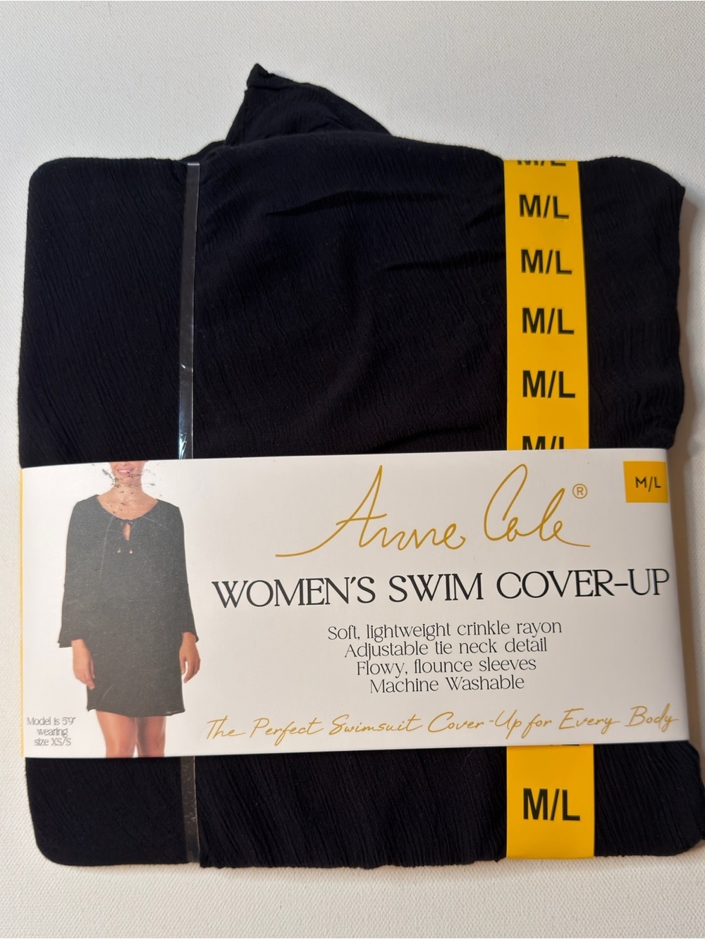 NWT Women's Anne Cole Black Swim Cover-Up - M/L (M)